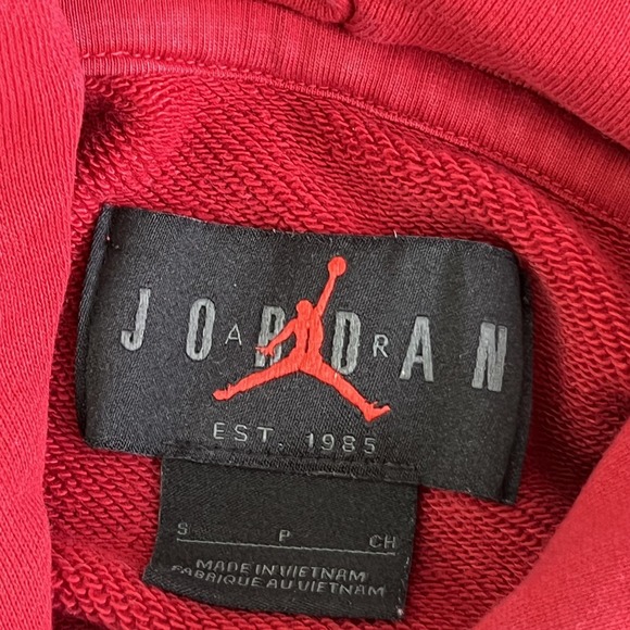 Jordan Hoodie Mens Small Red Fleece Pullover Jumpman Nike Graphic Sweatshirt - Picture 3 of 12